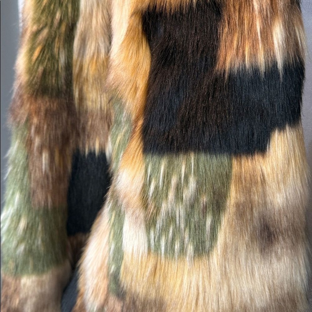 Adrienne Landau Premium Pelt Modern Couture Camouflage Faux Fur Coat Size XS NWT - Picture 3 of 11
